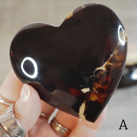 3" Amber Heart Carvings