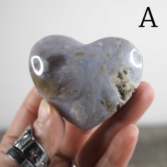Violet Agate Heart Palmstones
