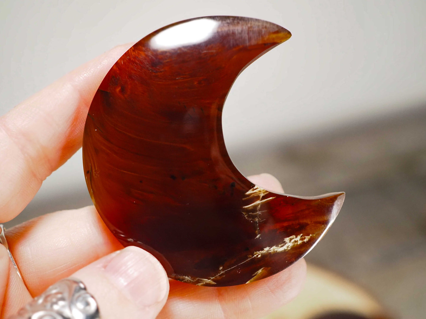 2.5" Amber Moon Carvings