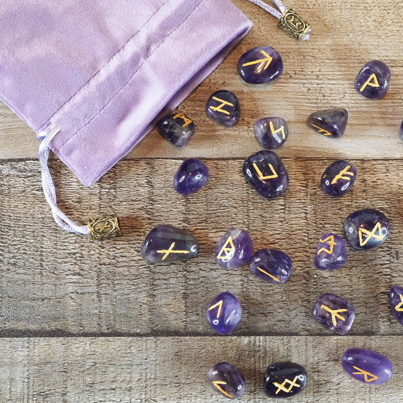 Elder Futhark Handmade Amethyst Rune Set