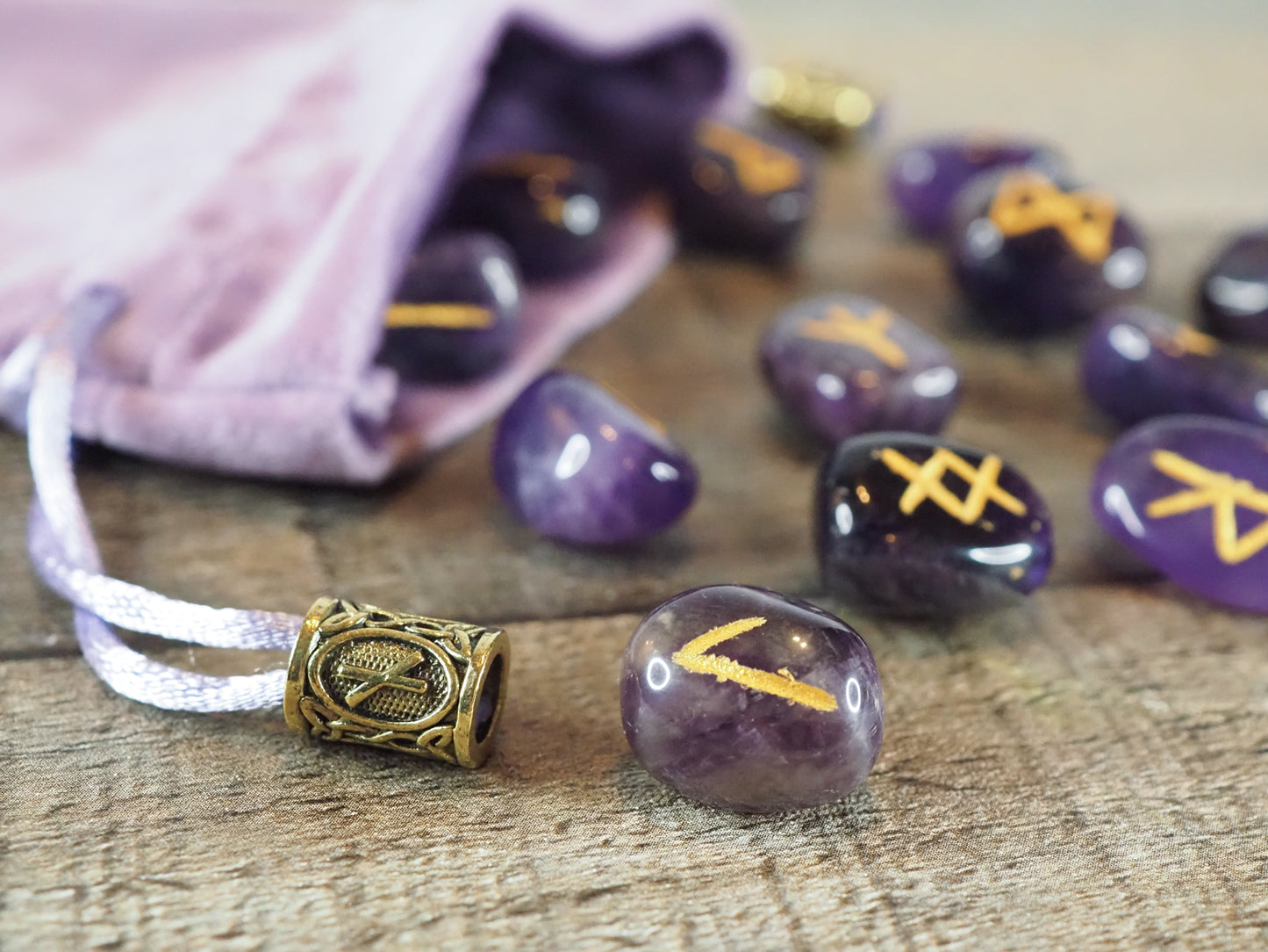 Elder Futhark Handmade Amethyst Rune Set