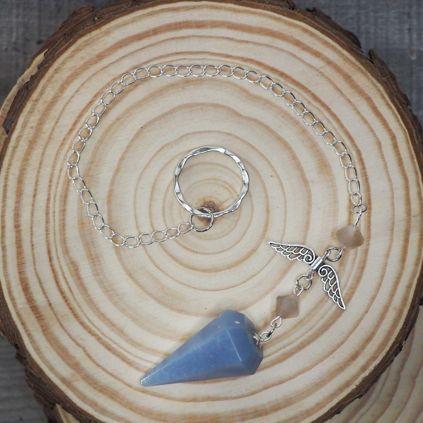Angelite Pendulums with Peach Moonstone