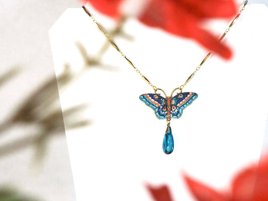 Jill's Garden Blue Zircon Butterfly Necklace