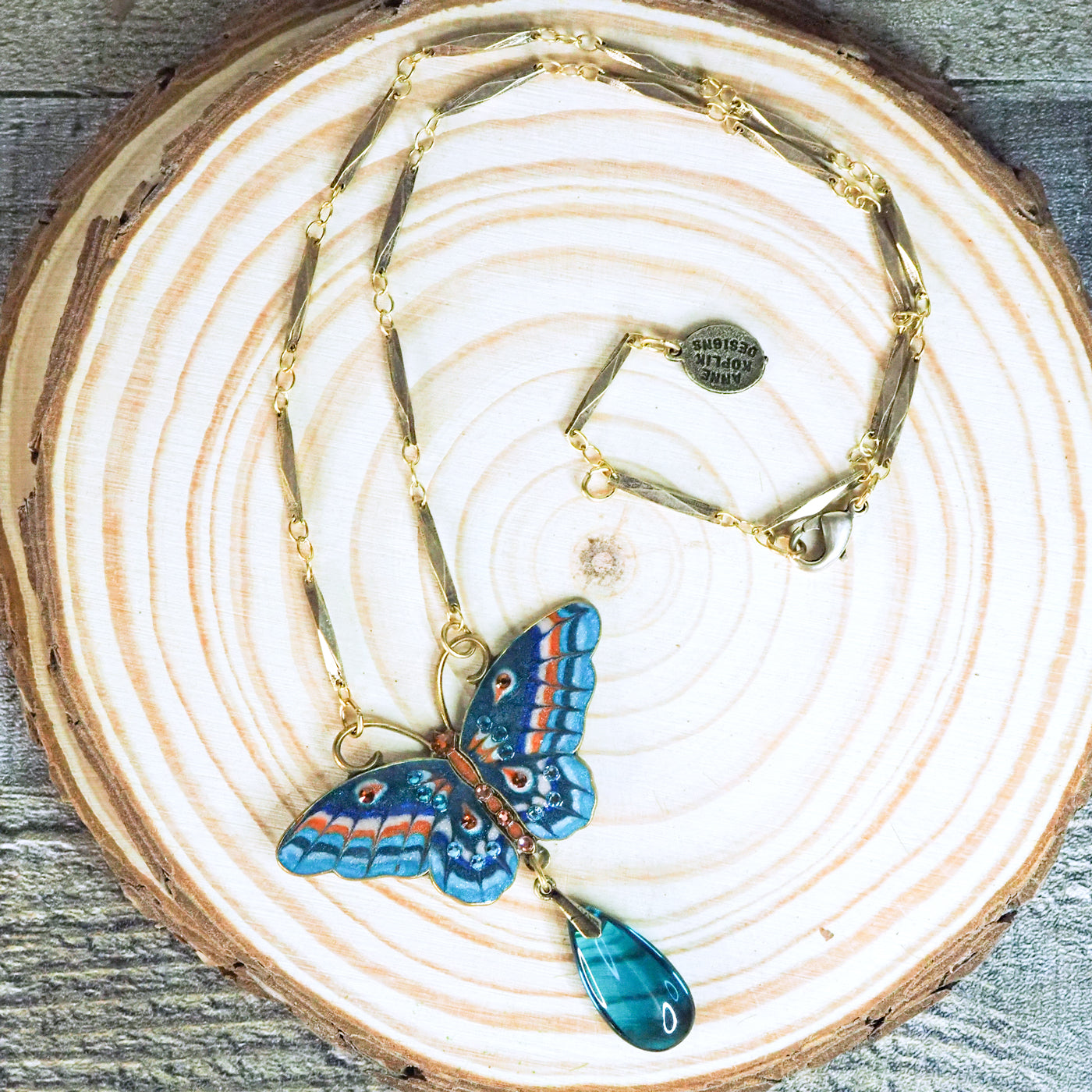 Jill's Garden Blue Zircon Butterfly Necklace