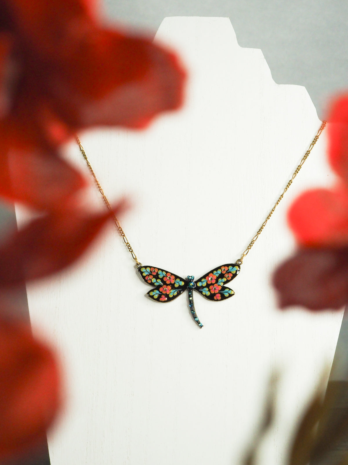 Jill's Garden Kahala Rose Dragonfly Necklace