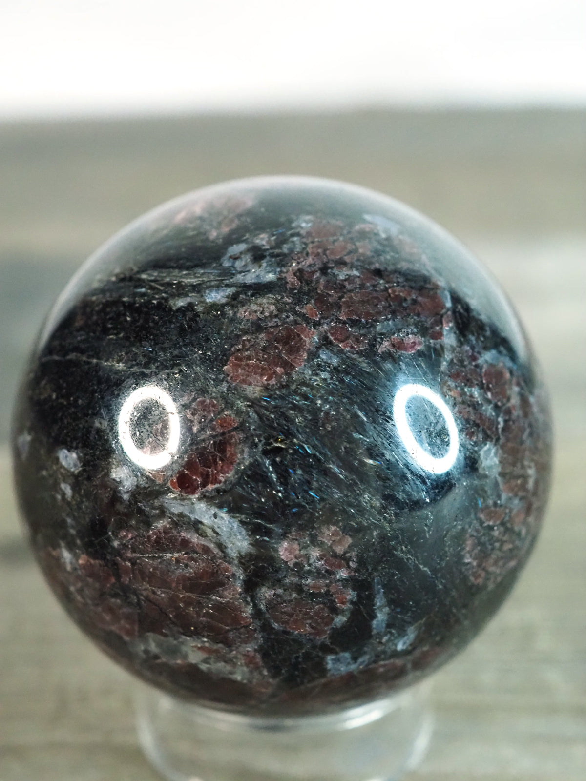 Arfvedsonite and Garnet Sphere B