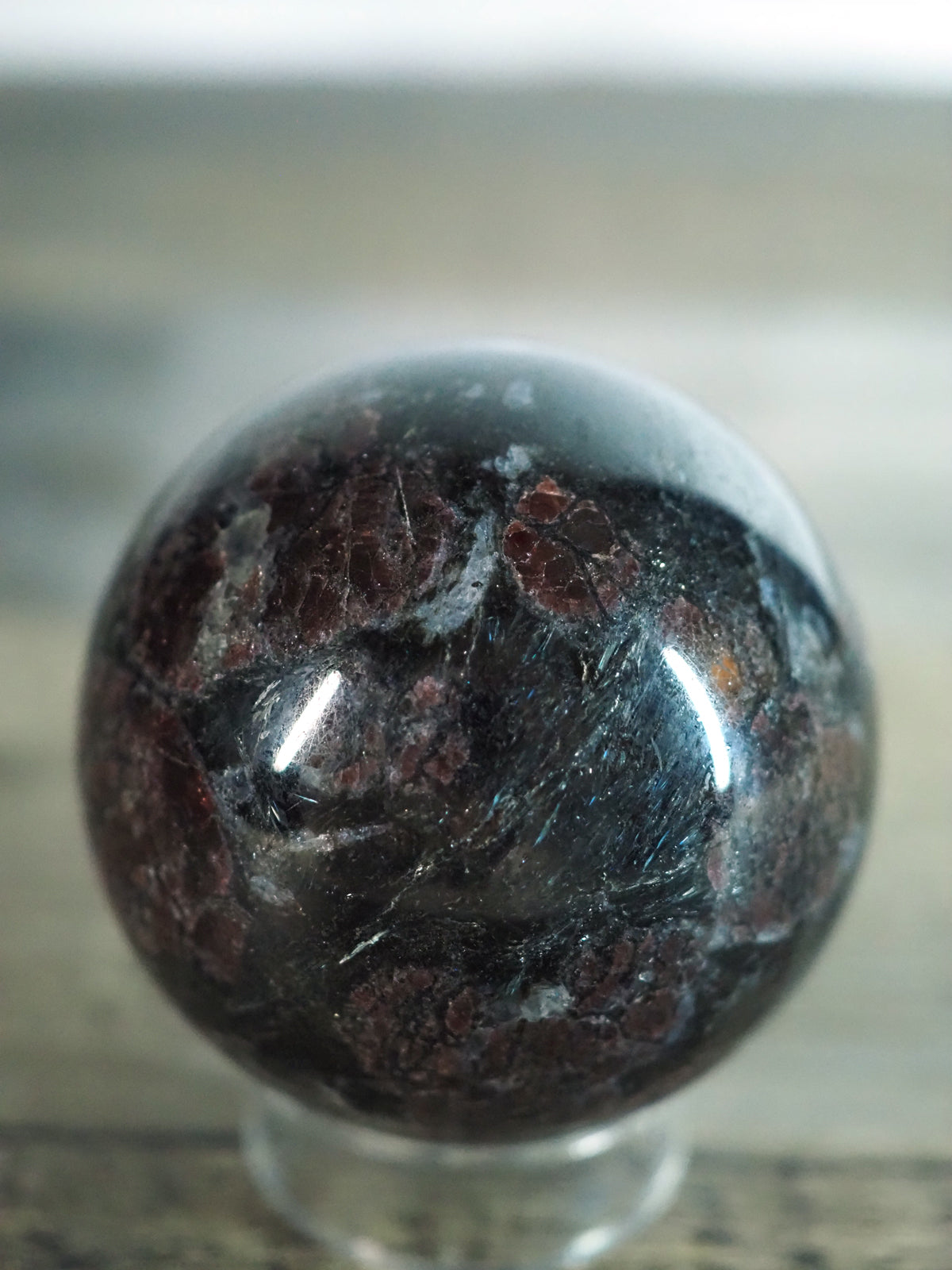 Arfvedsonite and Garnet Sphere B
