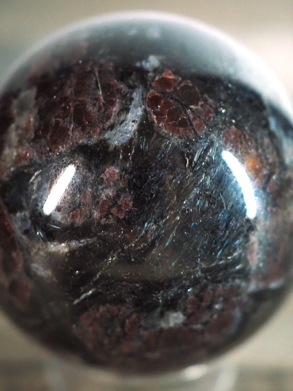 Arfvedsonite and Garnet Sphere B