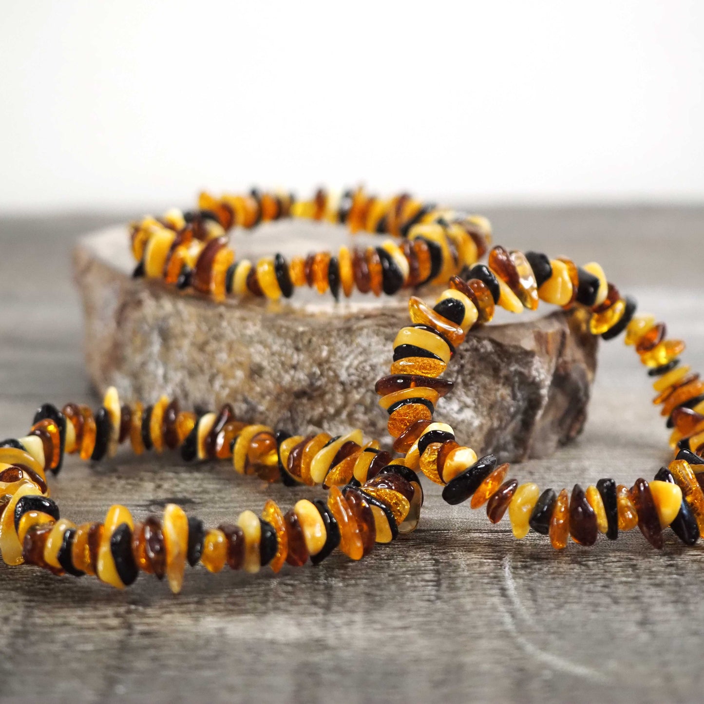 Multi-color Baltic Amber Chip Bracelet