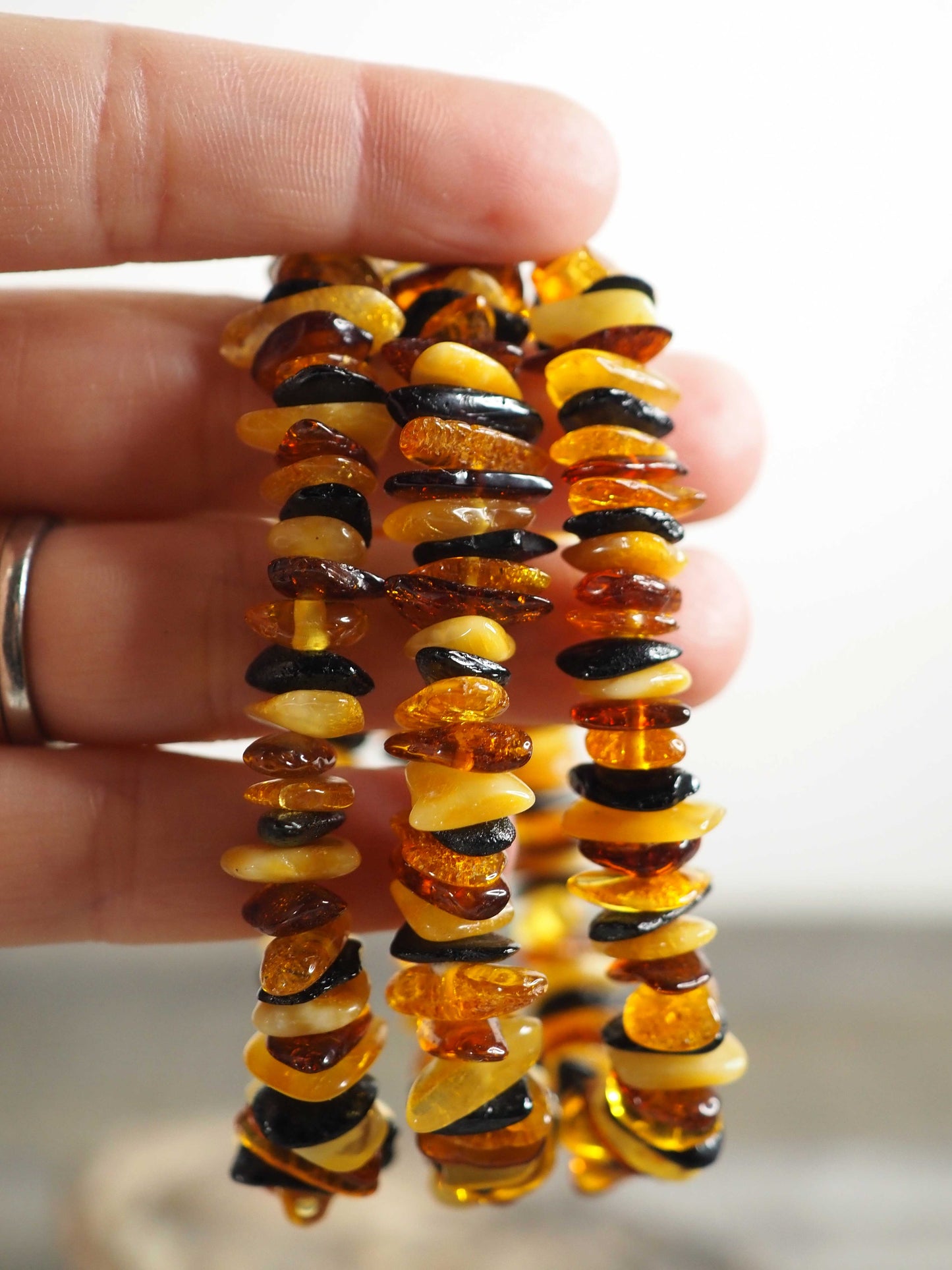 Multi-color Baltic Amber Chip Bracelet