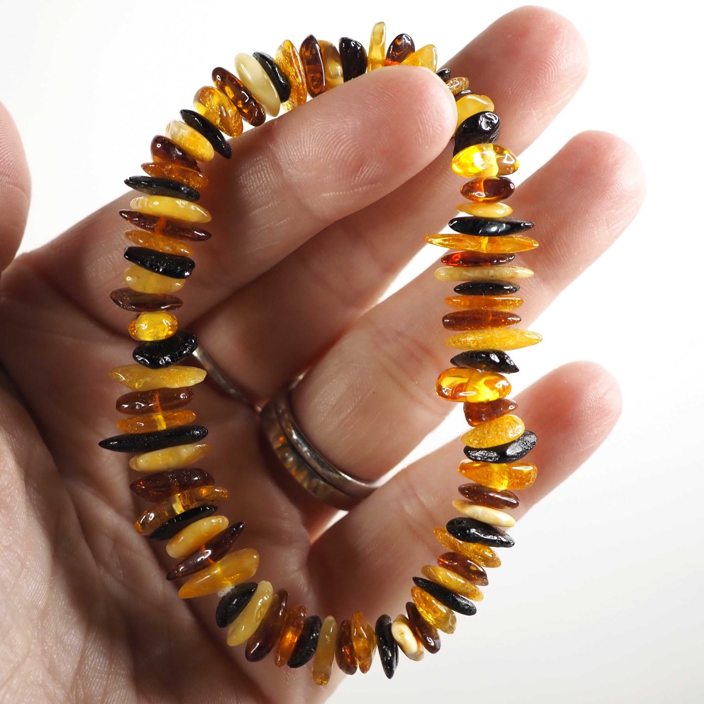 Multi-color Baltic Amber Chip Bracelet