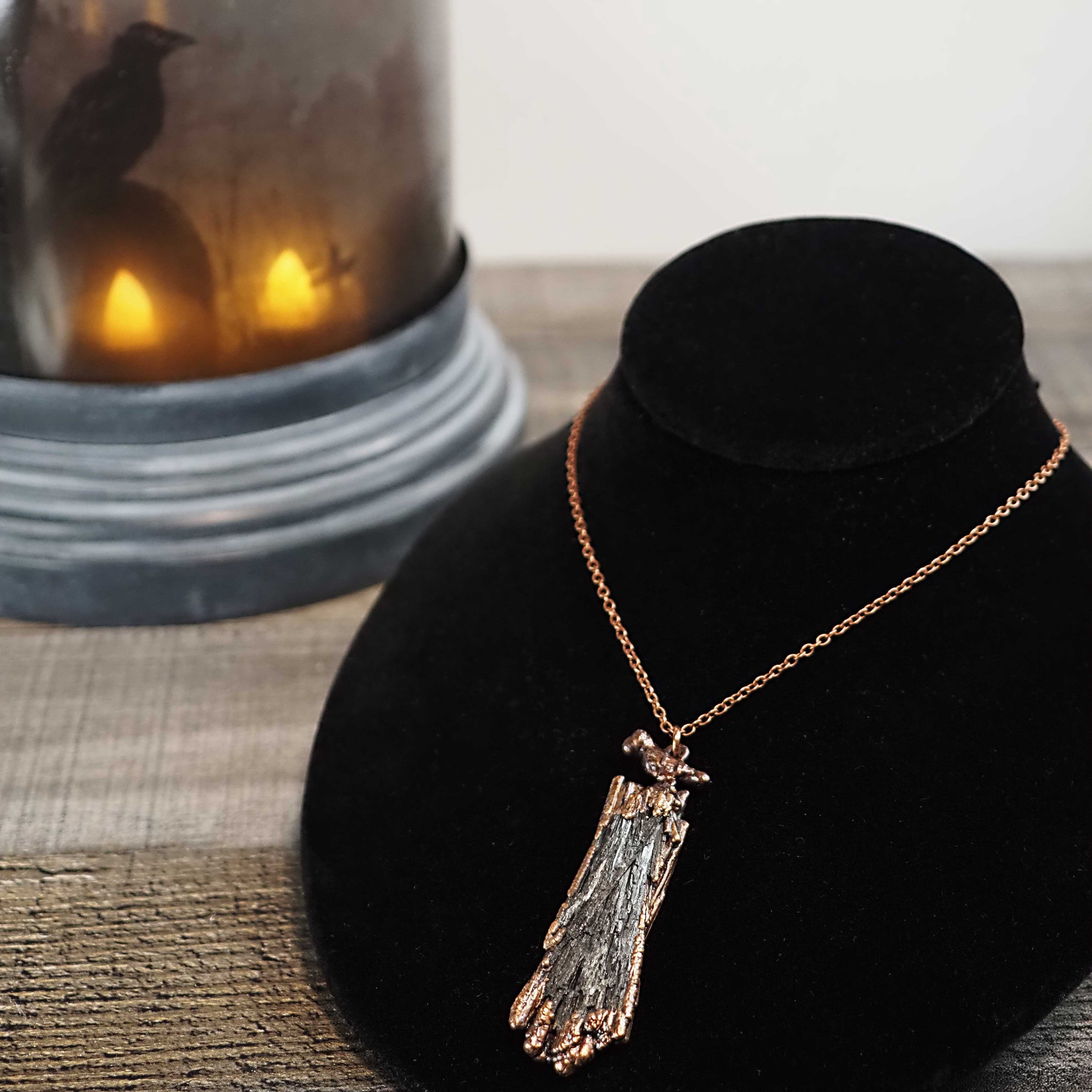 Black Kyanite Raven Necklace