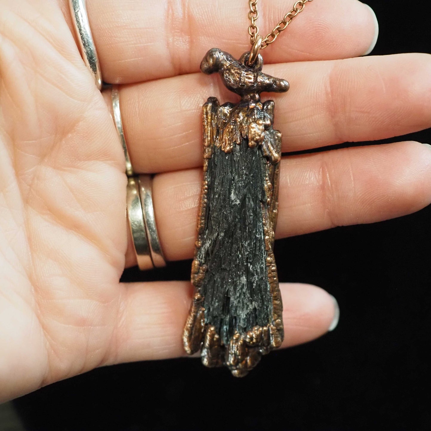 Black Kyanite Raven Necklace