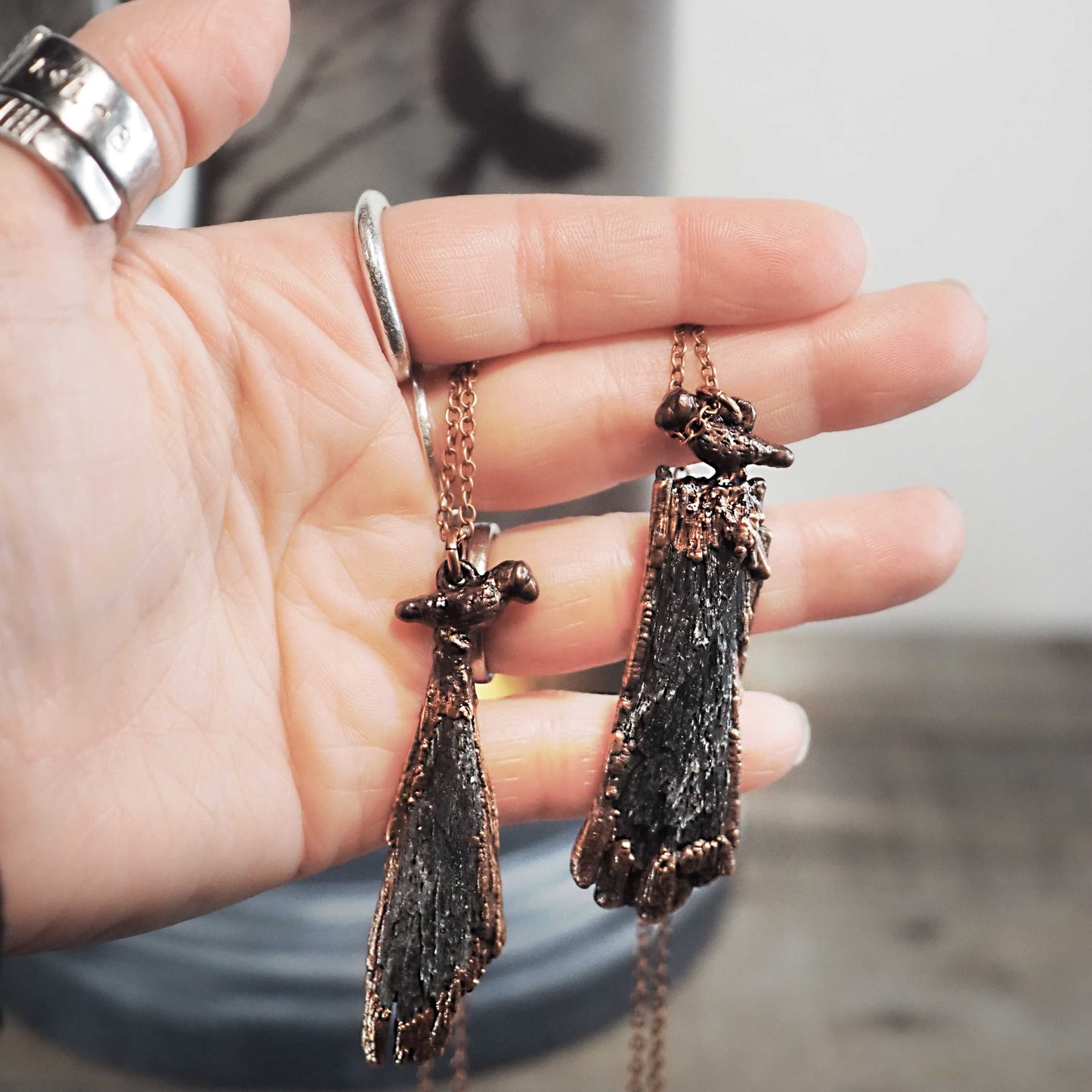 Black Kyanite Raven Necklace