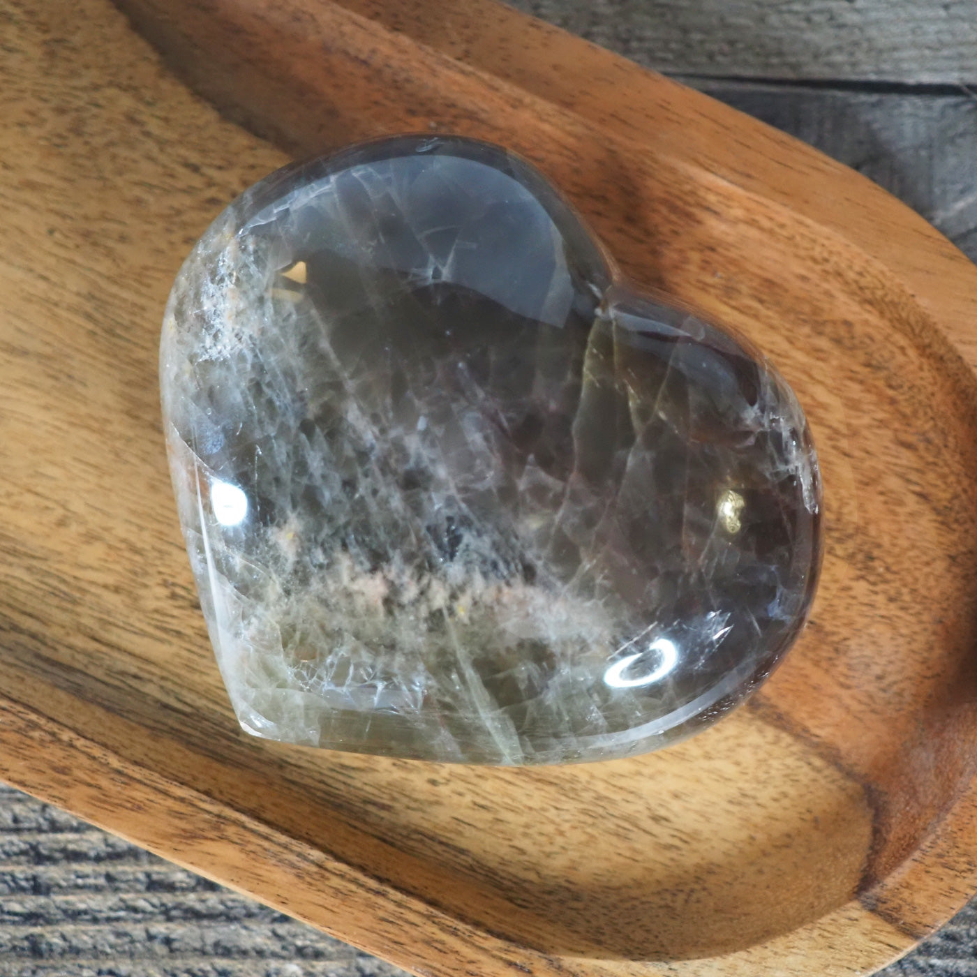 Black Moonstone Heart Carving