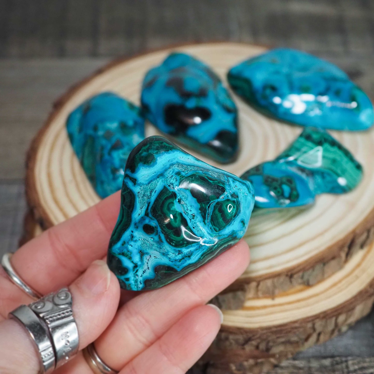 Chrysocolla and Malachite Freeforms I-M