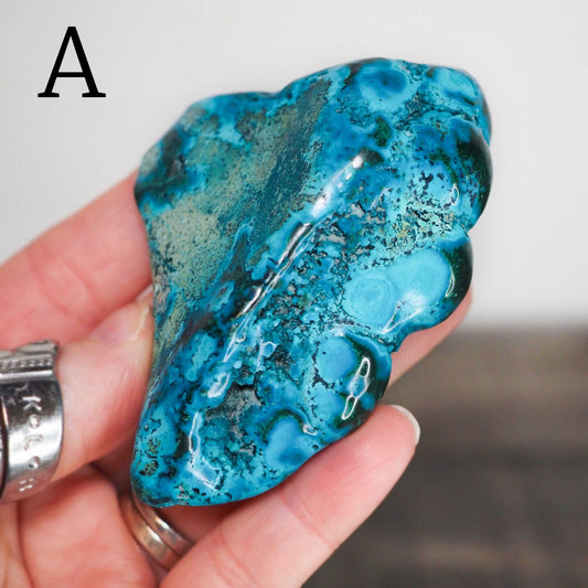 Chrysocolla and Malachite Freeforms A-D