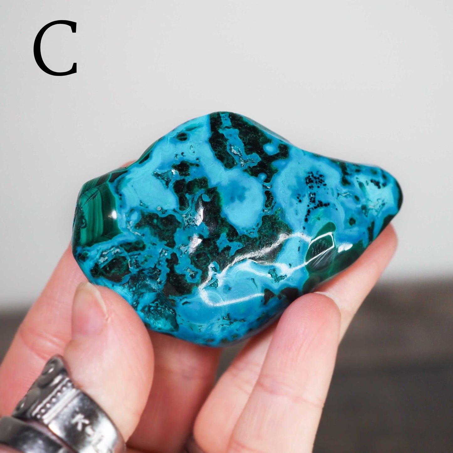 Chrysocolla and Malachite Freeforms A-D