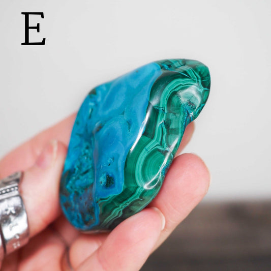 Chrysocolla and Malachite Freeforms E-H