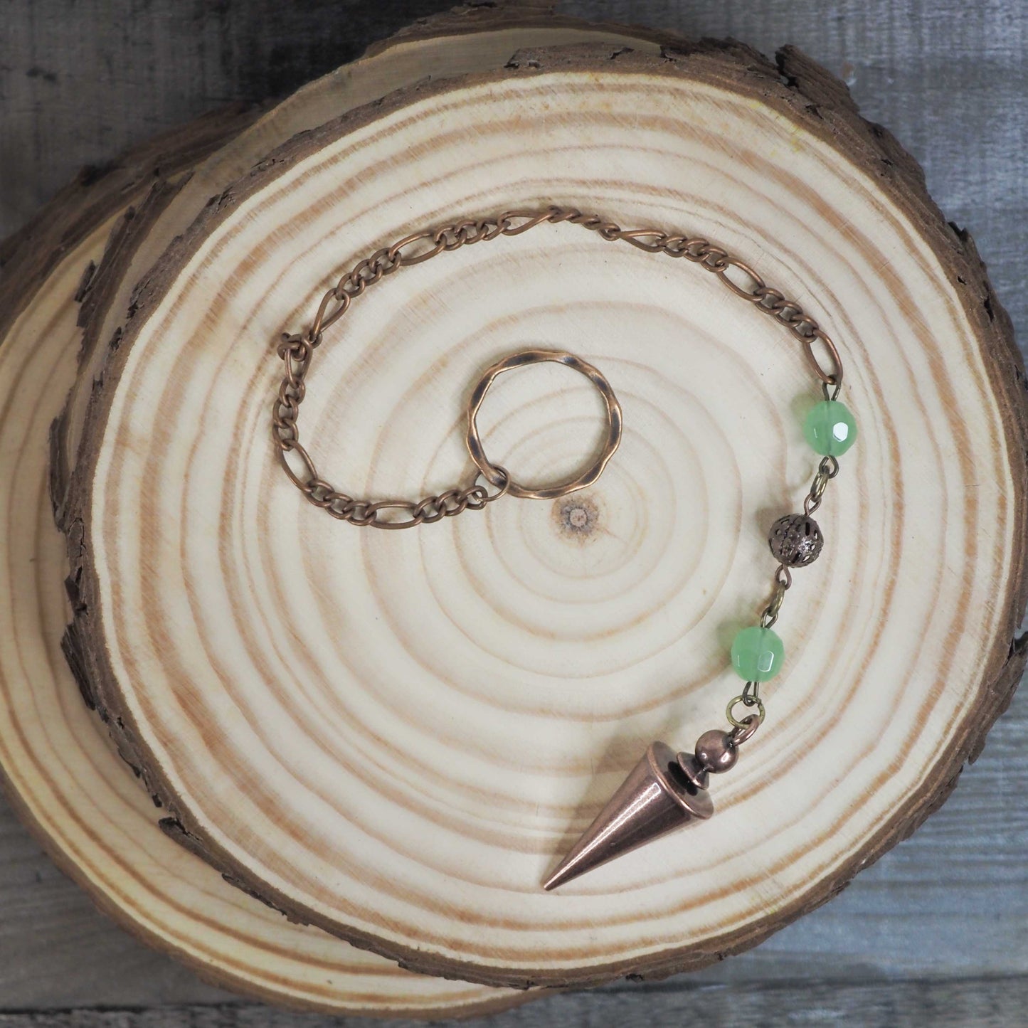Copper Pendulums with Green Aventurine
