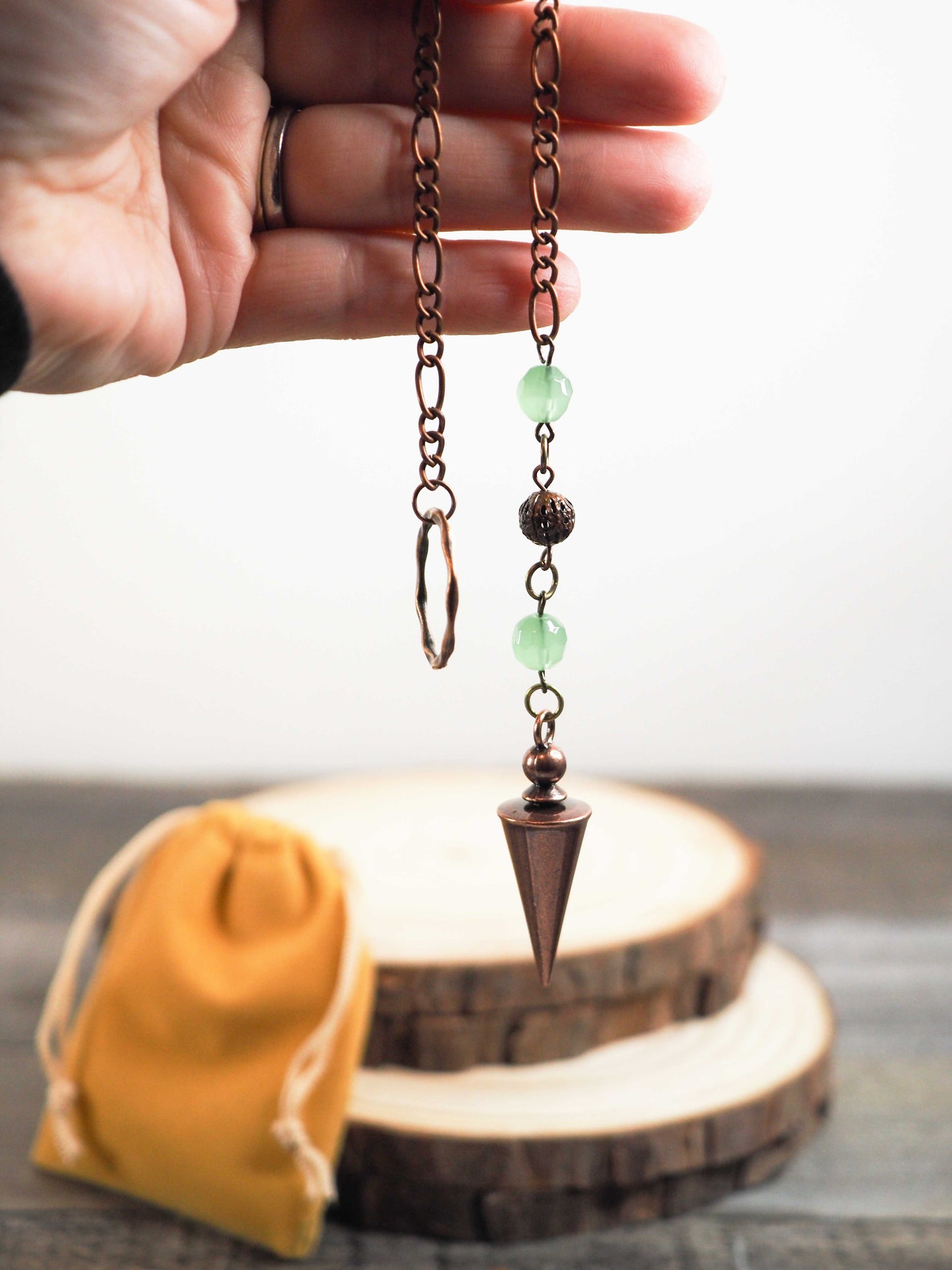 Copper Pendulums with Green Aventurine