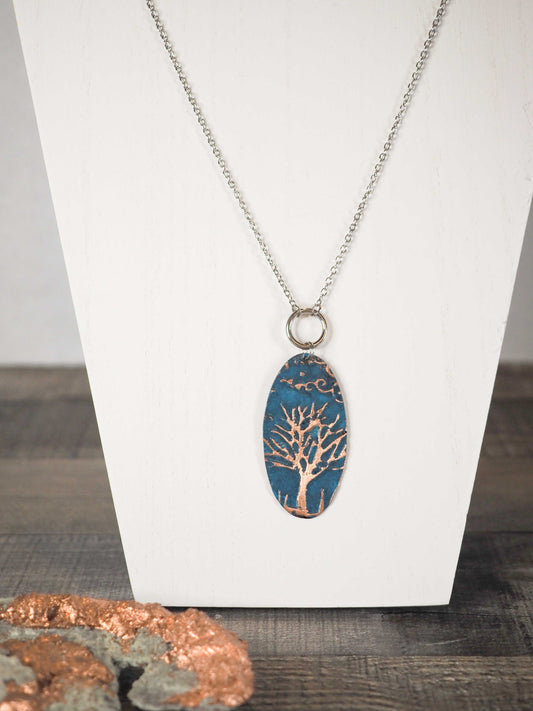 Copper Tree Drop Necklace