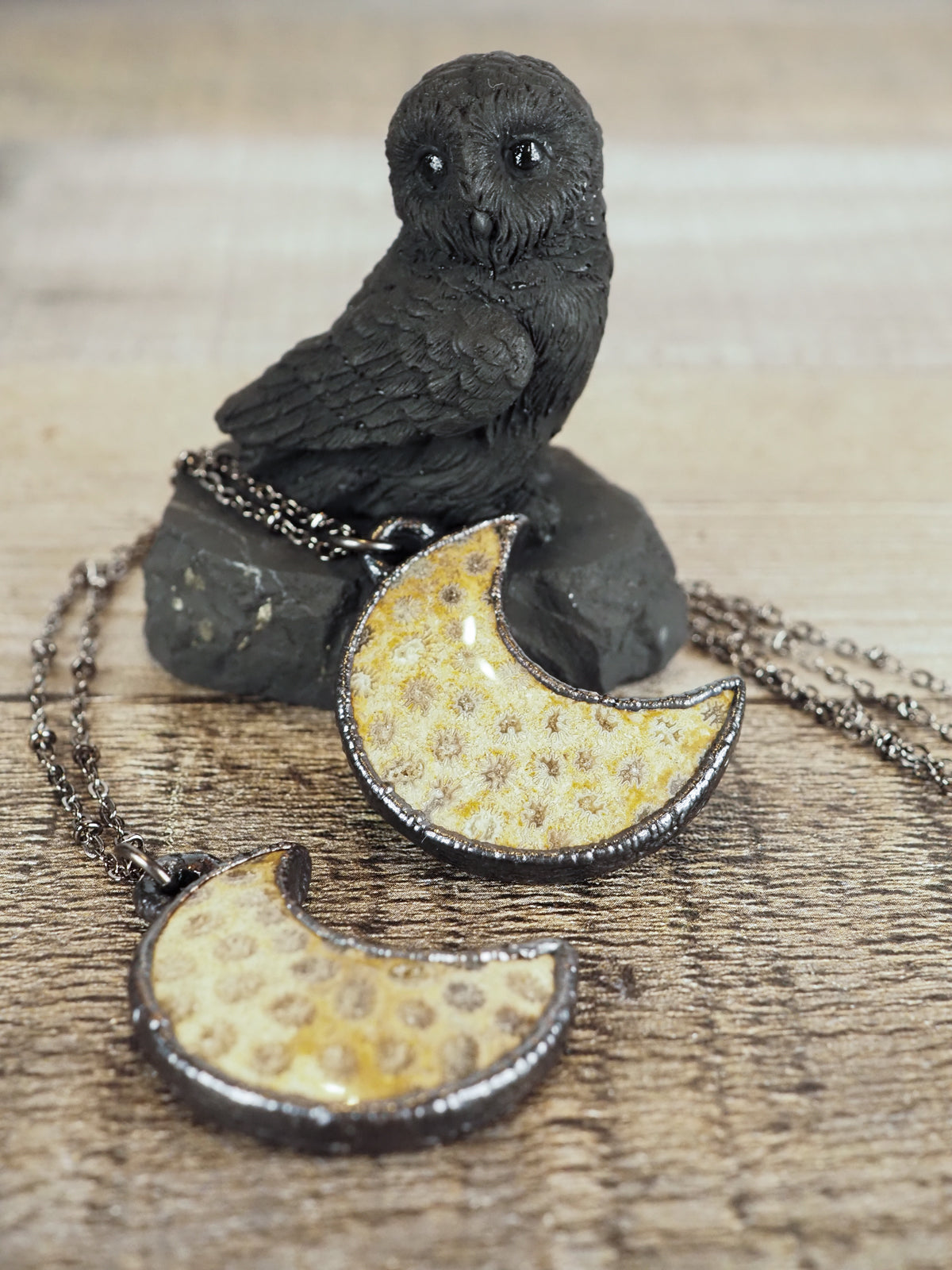 Fossilized Coral Moon Necklace