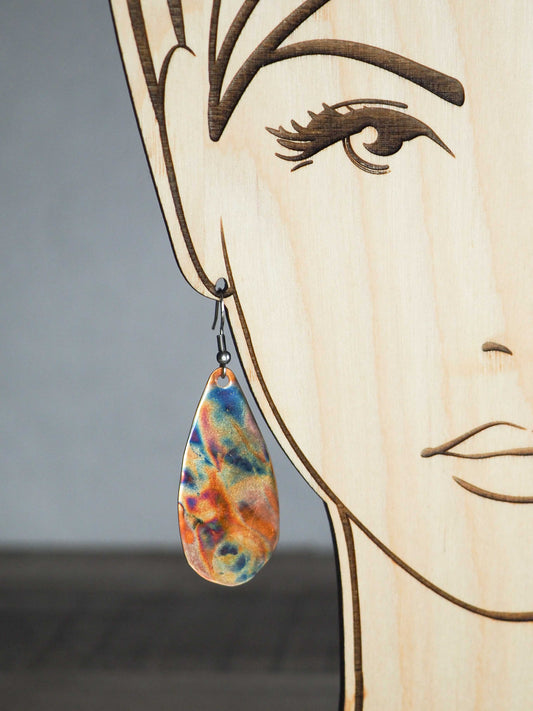 Fired Copper Drop Earrings