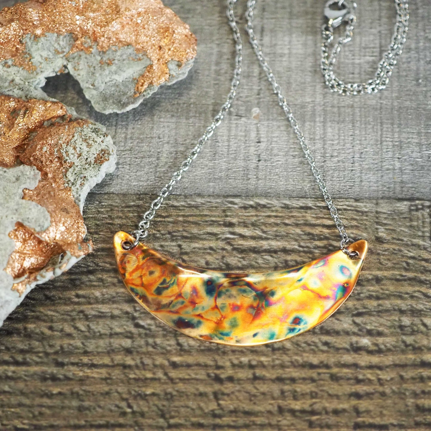 Flame Painted Copper Necklace
