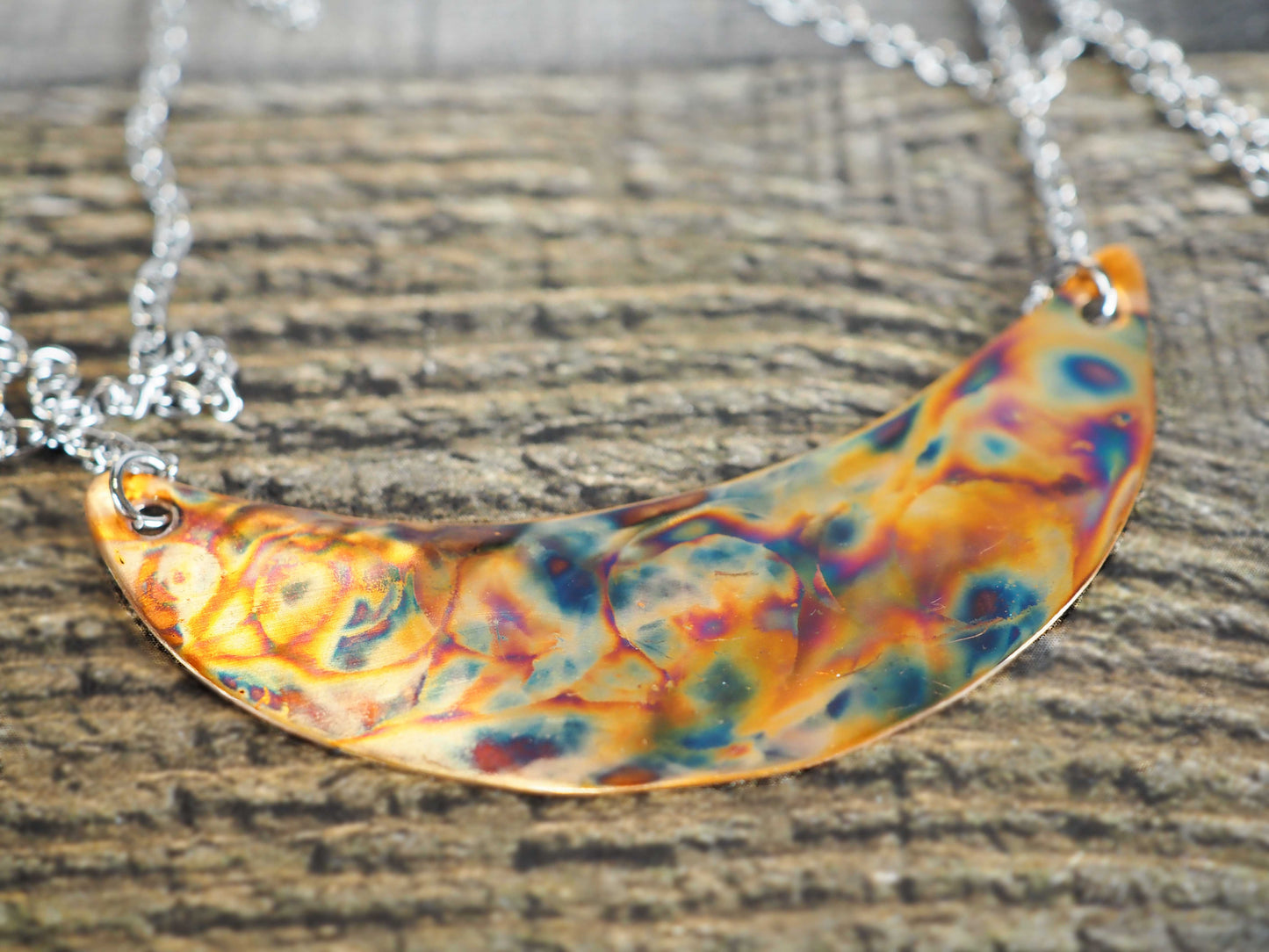 Flame Painted Copper Necklace