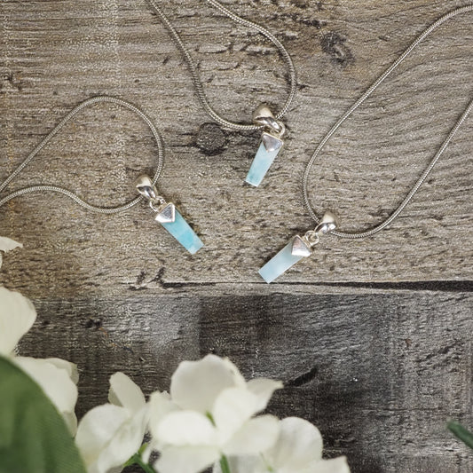 Dainty Silver Larimar Pendants