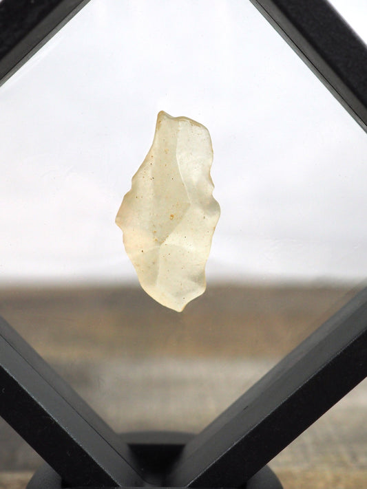 Libyan Desert Glass Specimen A in Floating Frame