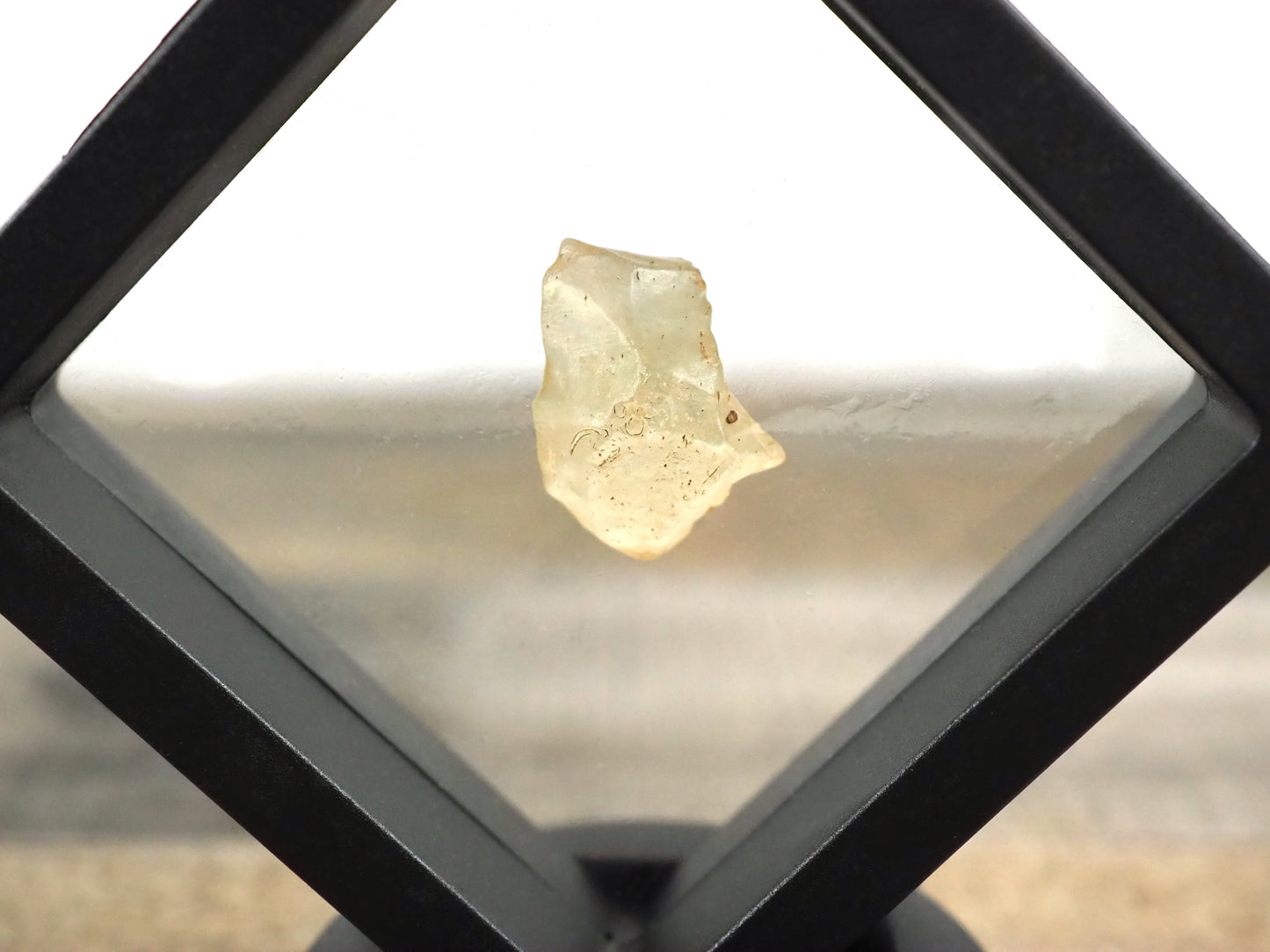 Libyan Desert Glass Specimen C in Floating Frame