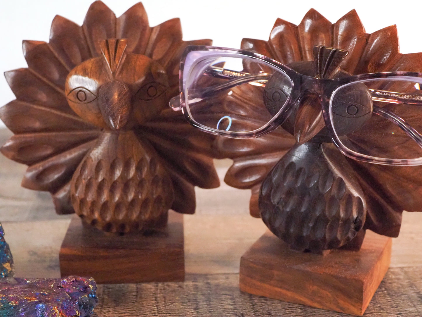 Peacock Eyeglass Holder Stand