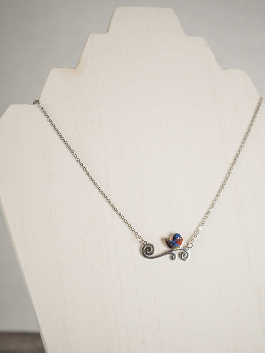 Hand-painted Stainless Steel Bird Necklace