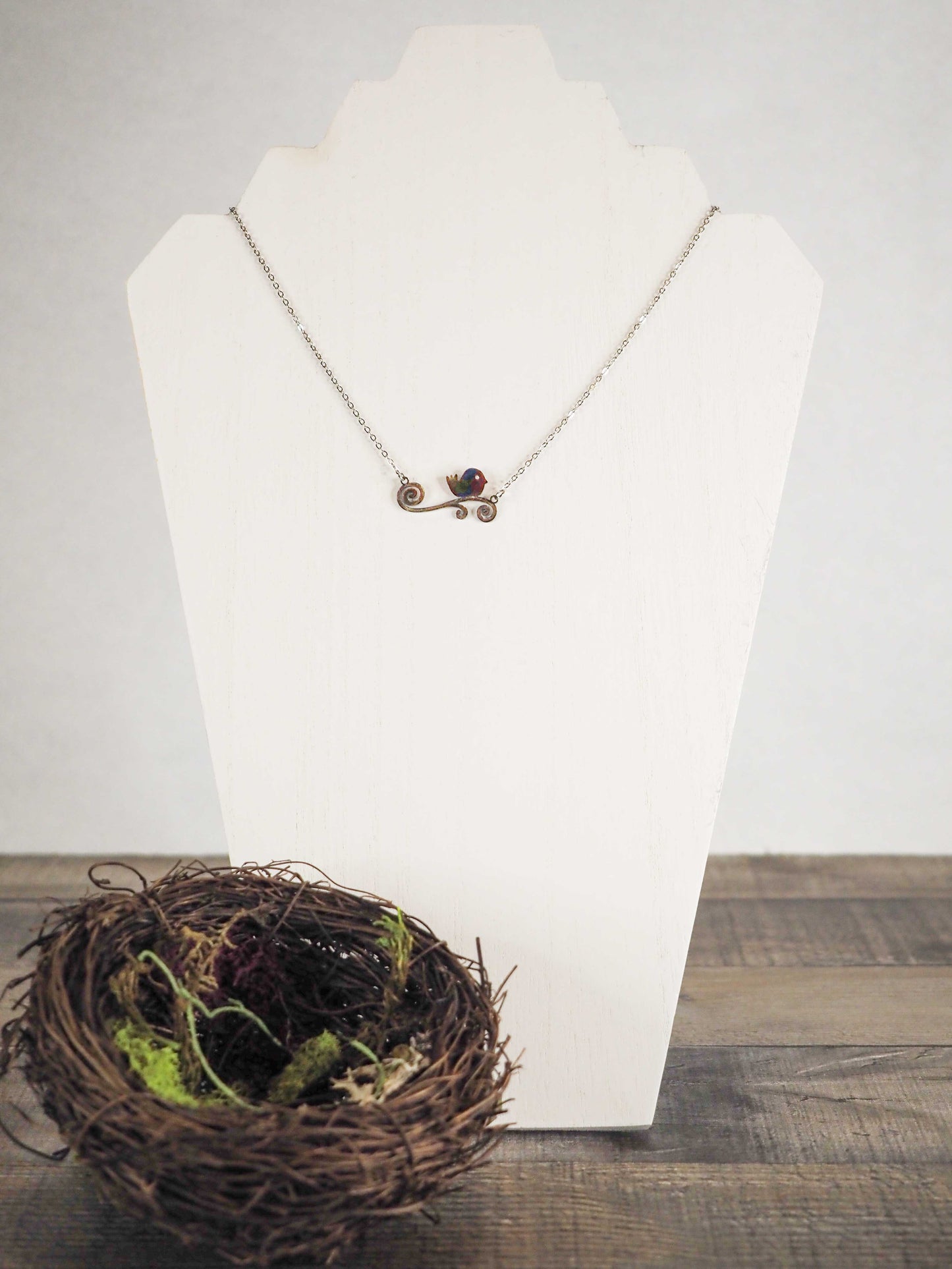 Hand-painted Stainless Steel Bird Necklace