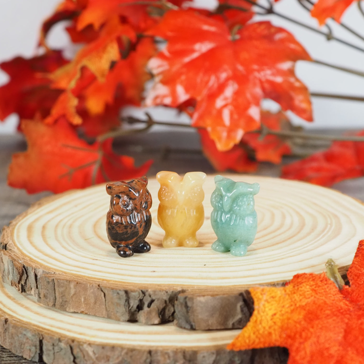 Mini Owl Carving Family