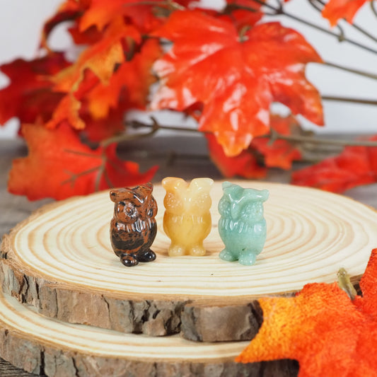 Mini Owl Carving Family