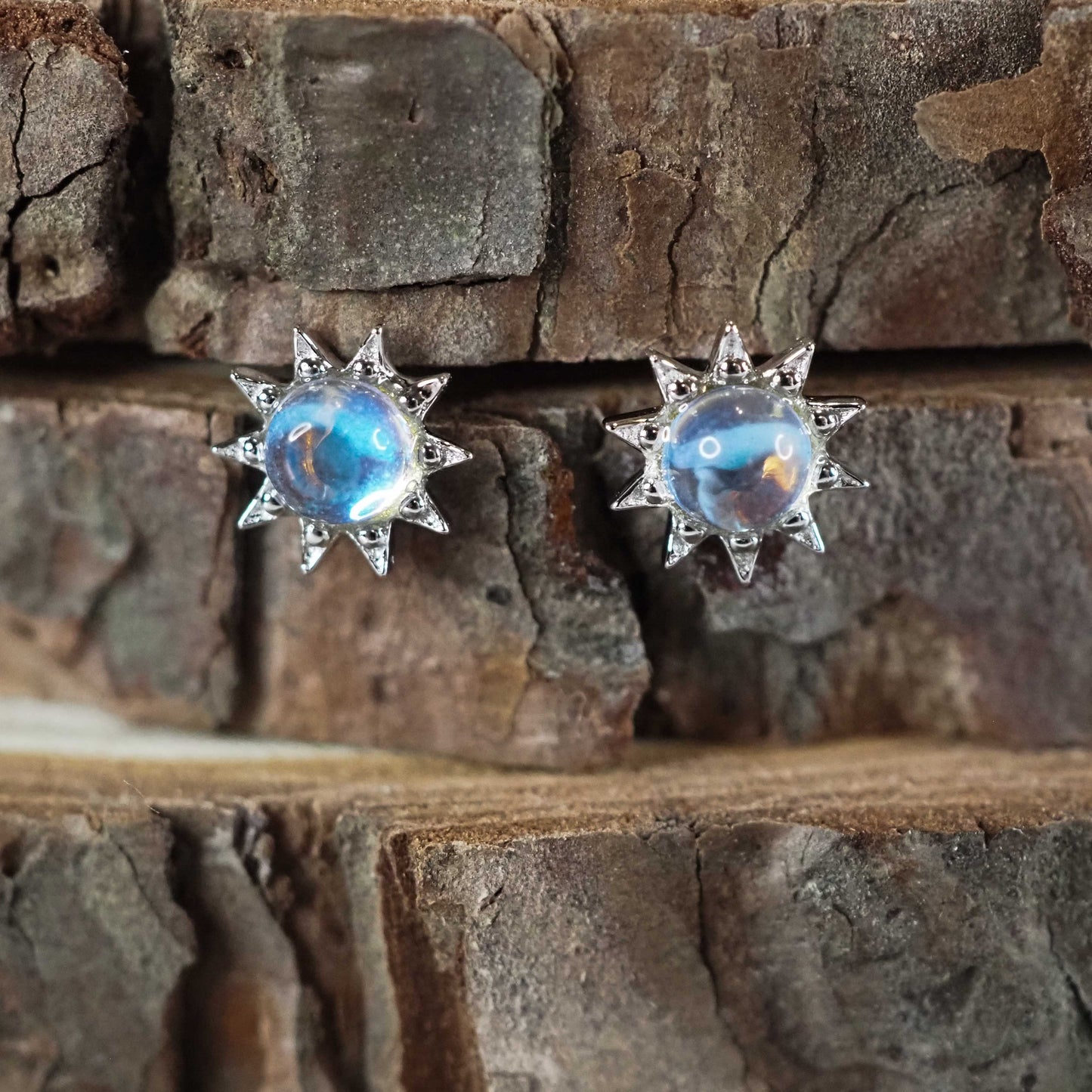 Moonstone Starburst Studs