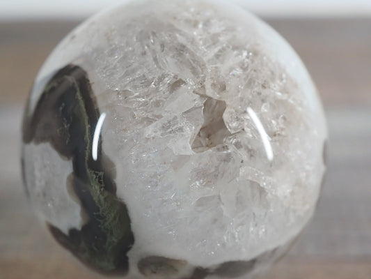 Moss Agate Sphere with Quartz