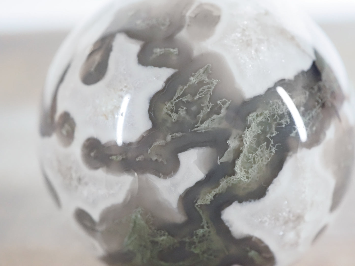Moss Agate Sphere with Quartz