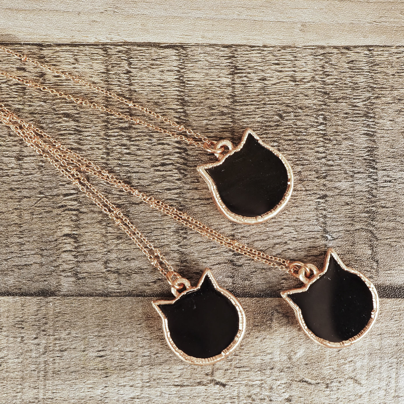 Obsidian Cat Head Necklace
