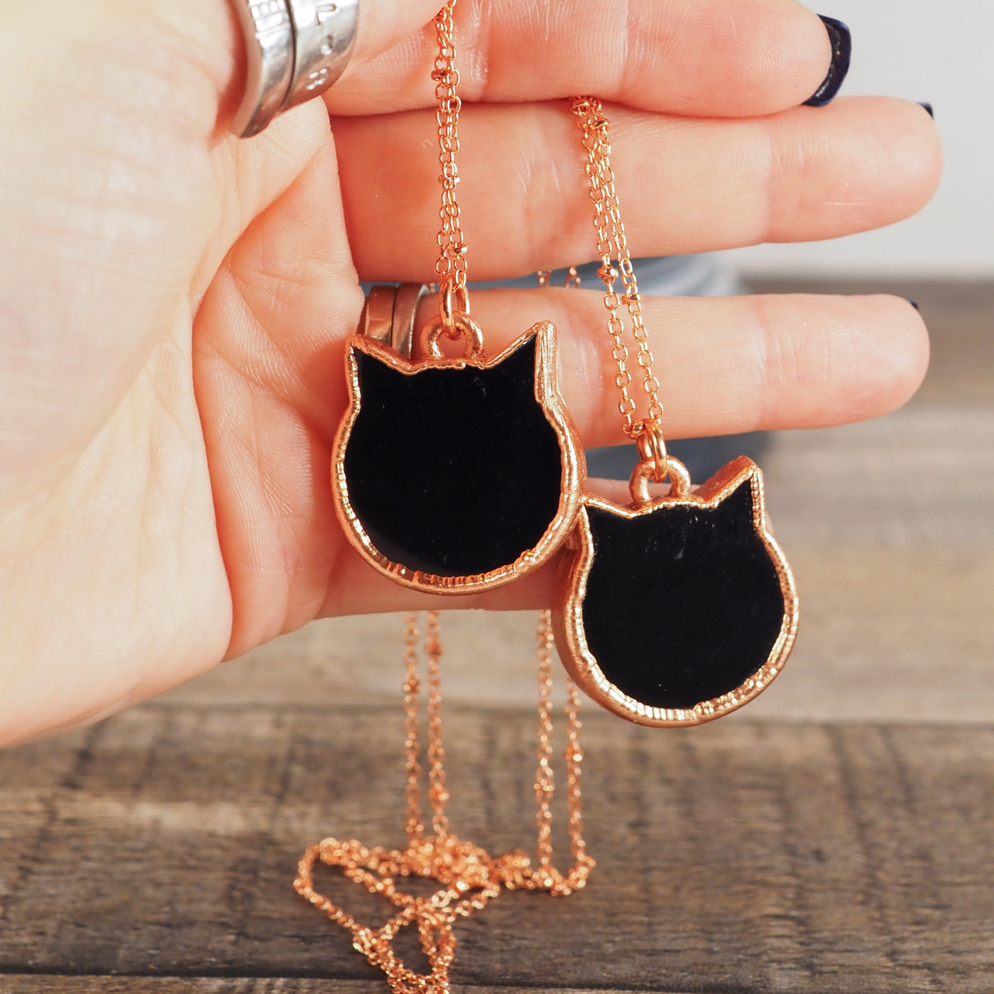 Obsidian Cat Head Necklace