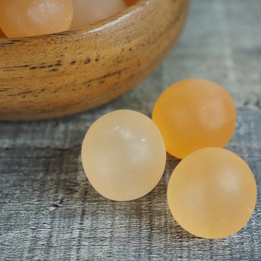 Peach Satin Spar Selenite Tumbles - Set of 3