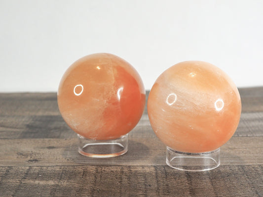 Peach Satin Spar Selenite Sphere
