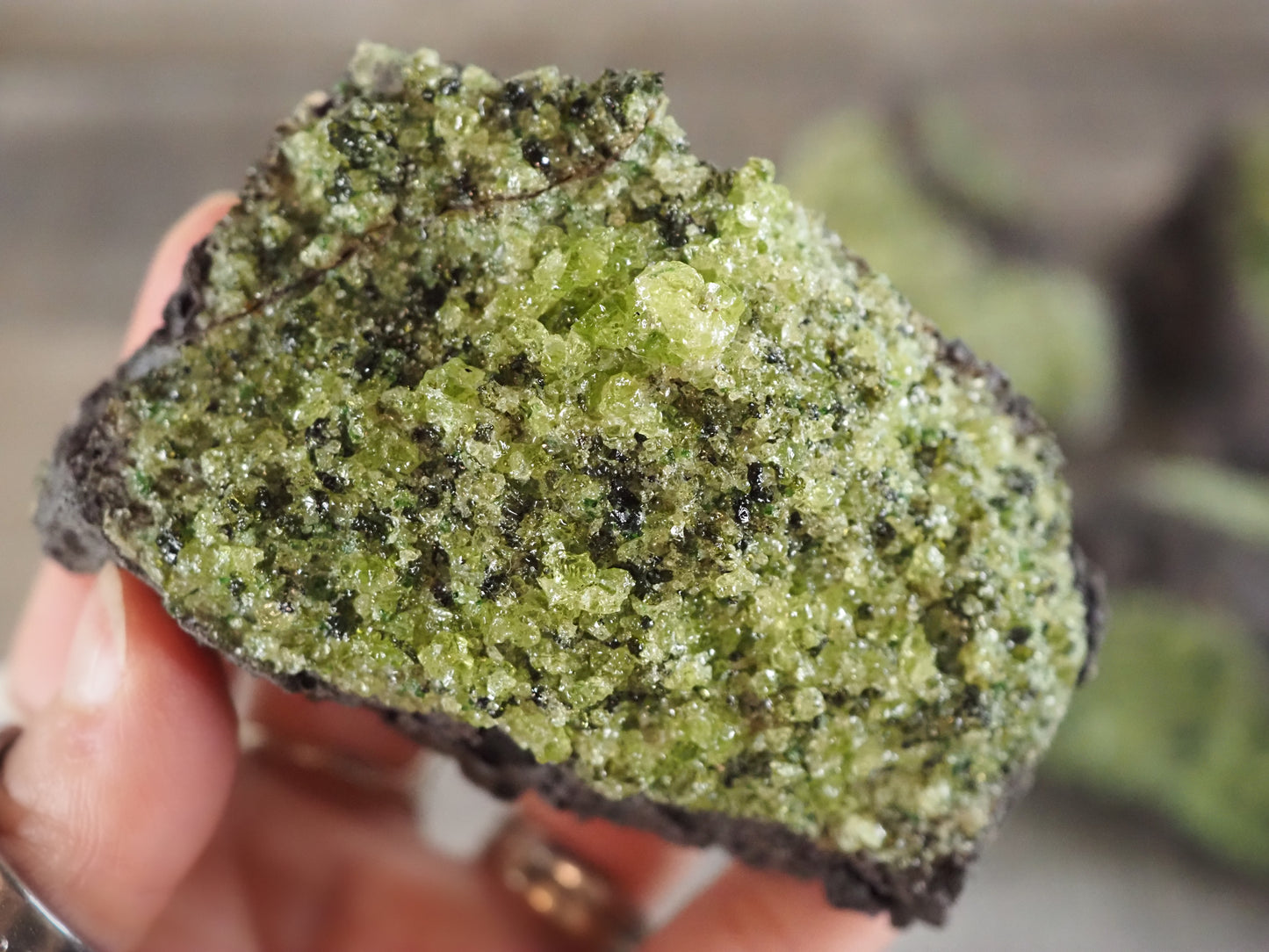 Peridot on Basalt Matrix from the San Carlos Apache Reservation, Arizona
