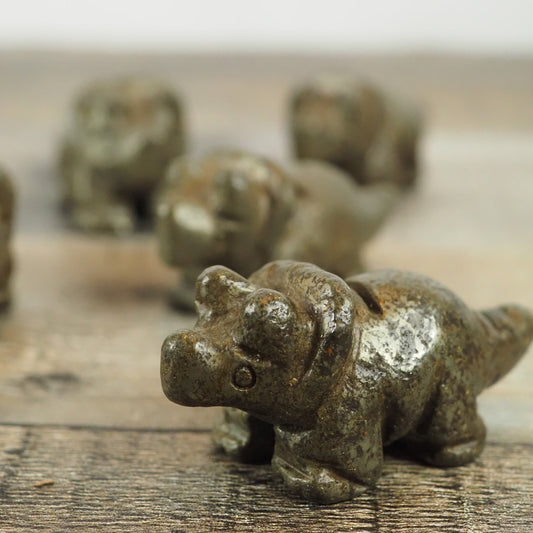 Pyrite Mini Triceratops Carvings