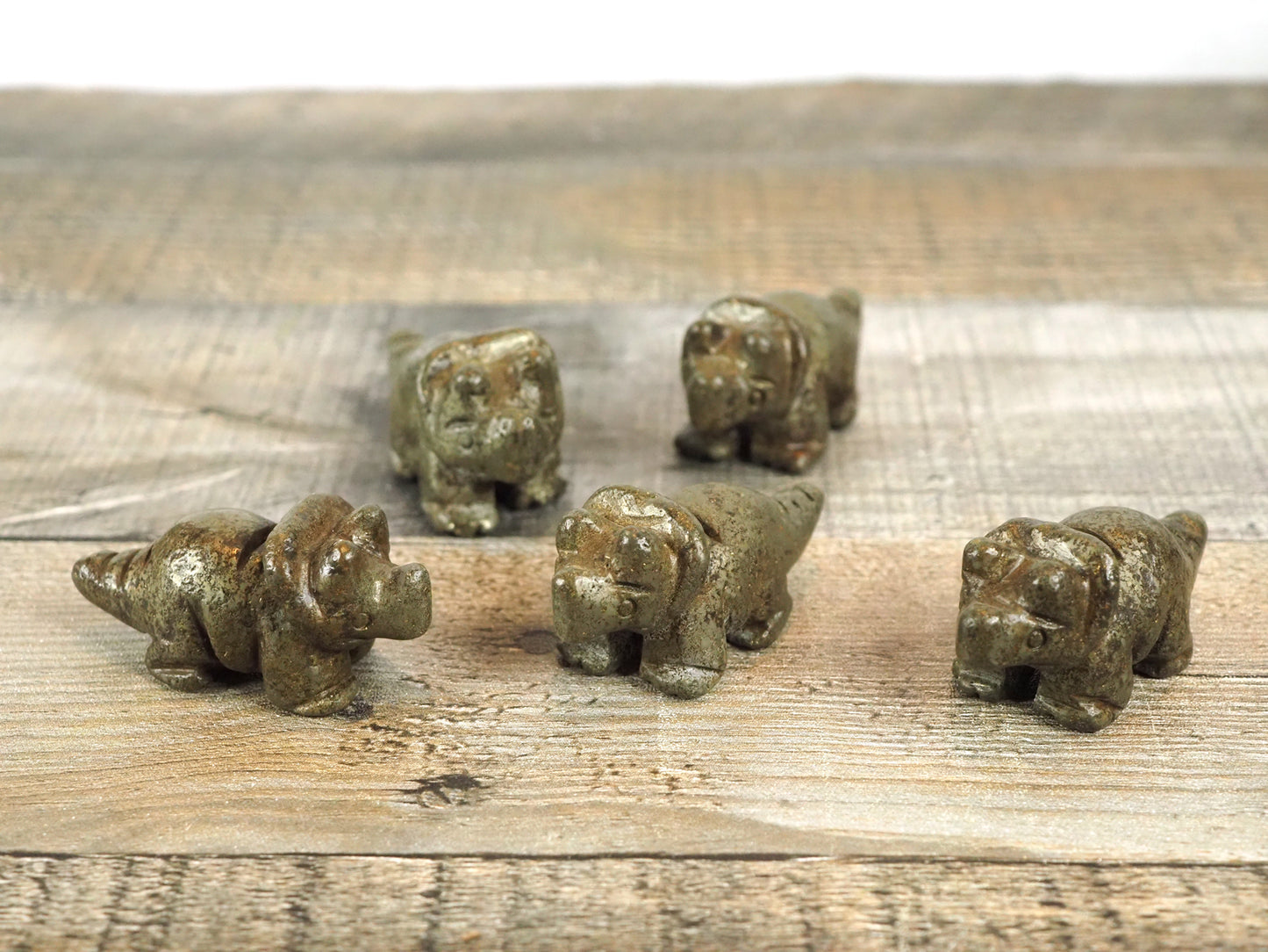 Pyrite Mini Triceratops Carvings