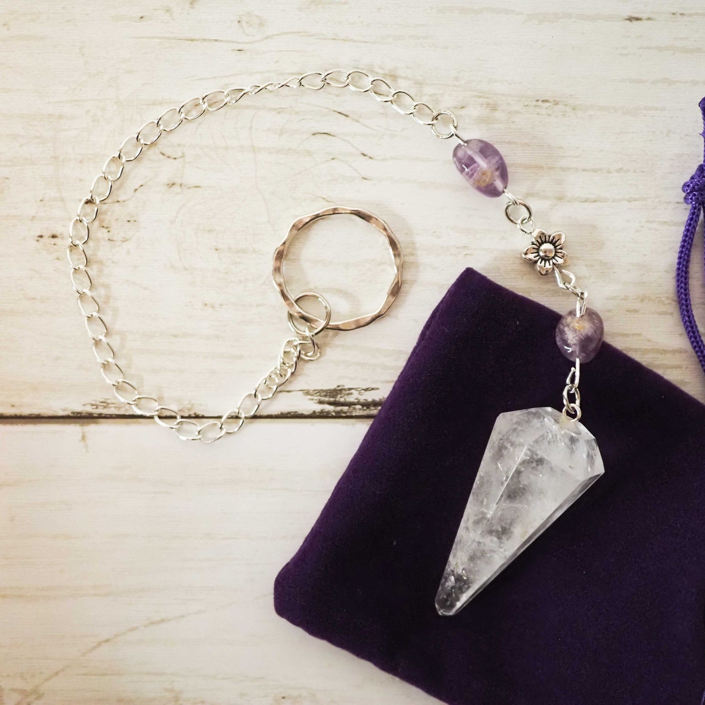 Quartz Pendulums with Amethyst