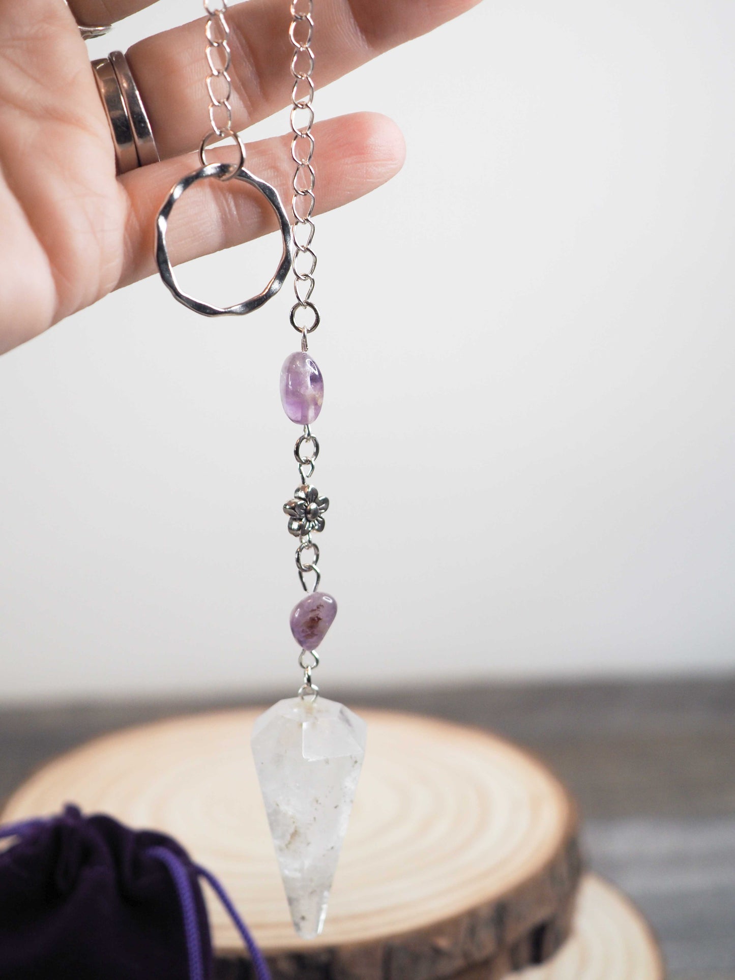 Quartz Pendulums with Amethyst